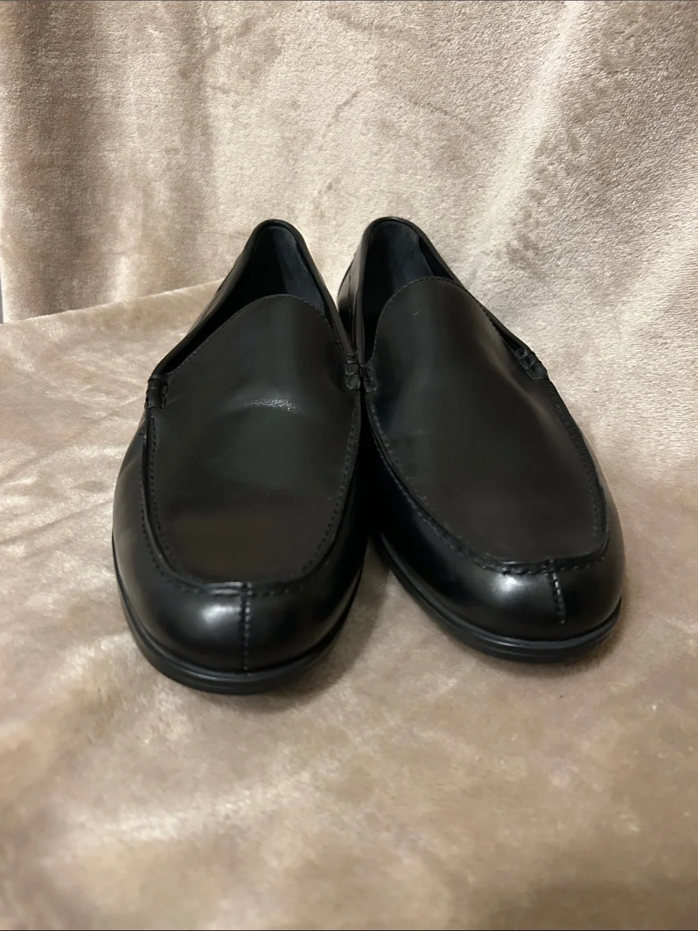 Ralph Lauren Collection Sleek Black Polished Italian Leather Shoe Loafers 13